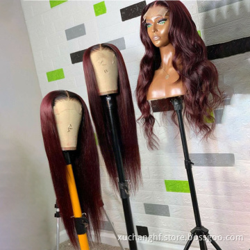 13X6 13X4 Color 99j Red Burgundy 180% Virgin Wig Black Burgundy Hd Transparent Lace Front Wig Brown Blond Ombre Human Hair Wig